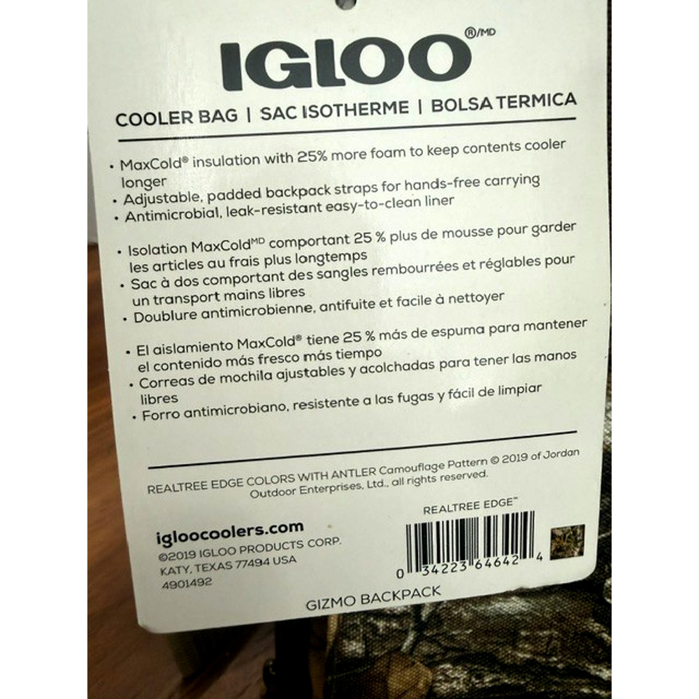 Igloo REALTREE Lightweight Maxcold Insulated Gizmo 30-Can 30-CAN Camo - Picture 9 of 10